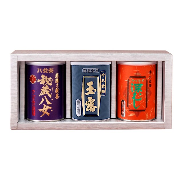 【G-229・ユヌチ】特選秘蔵八女・玉露銀・マイルド深むし特選 100g×3缶